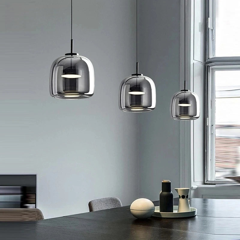 Nordic Designer Amber Glass LED Pendant light for Kitchen