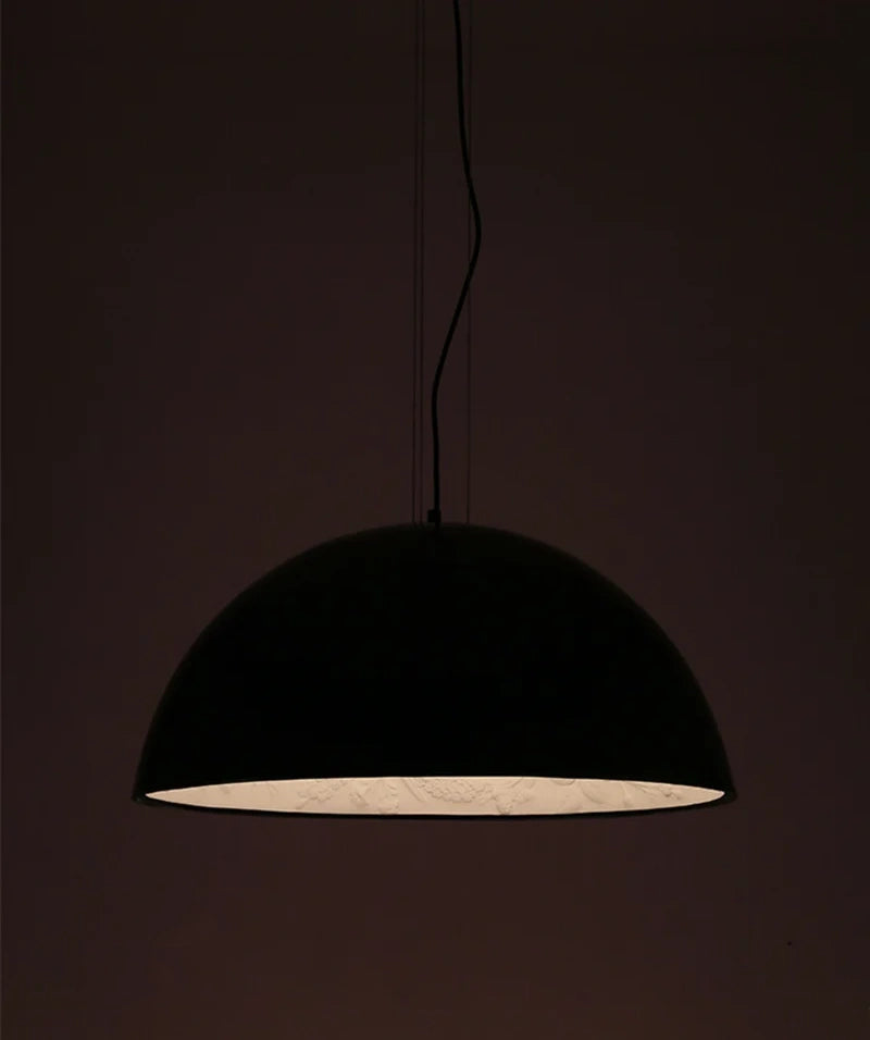 Resin Floral Relief Bloom Dome Pendant Light