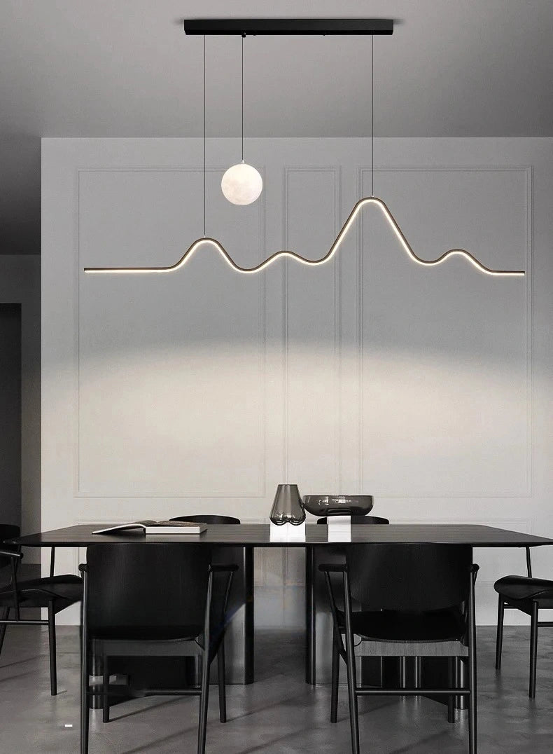 Forma Minimalist Arc LED Pendant Light with One Globe