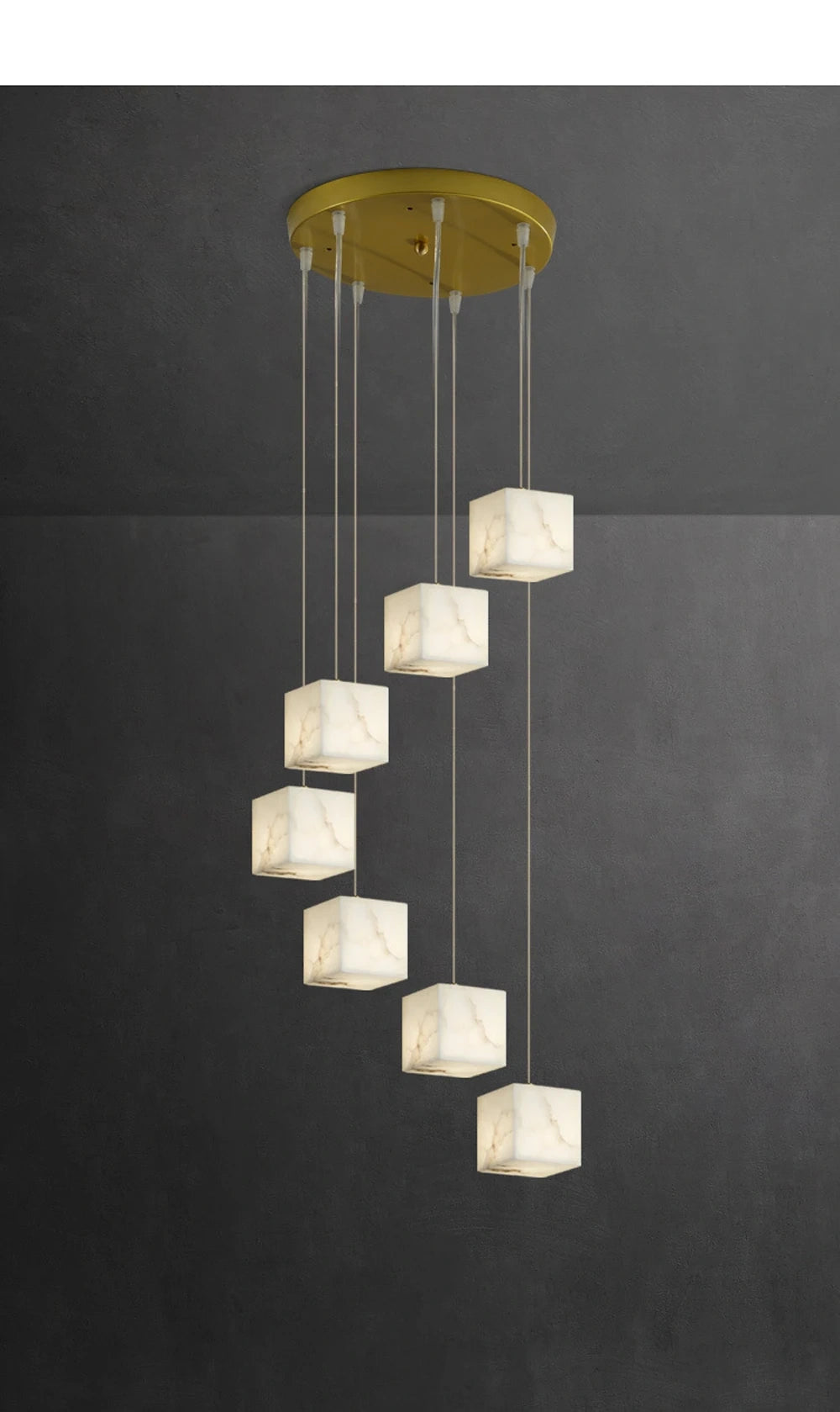 Dolomite Cluster Alabaster Cube Chandelier, Modular