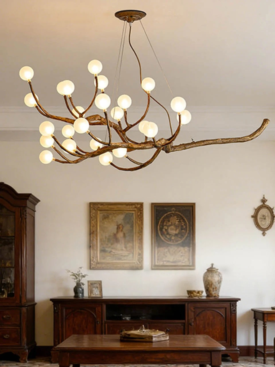 Elowen Rustic Tree Branch Chandelier, Dimmable