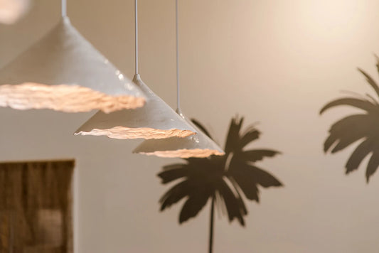 Rustic White Ceramic Pendant Light – Organic Modern Style