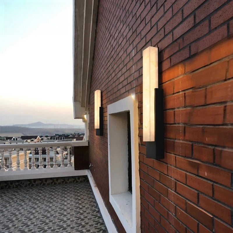 Outdoor Minimalist Alabaster LED Wall Sconce, Waterproof