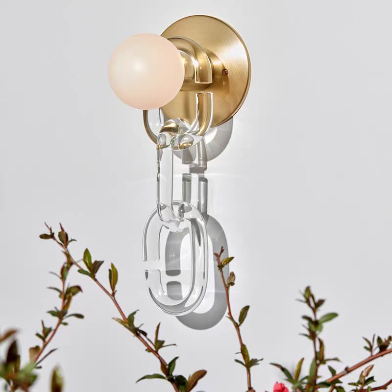 Hanging Chain Wall Sconce with Globe