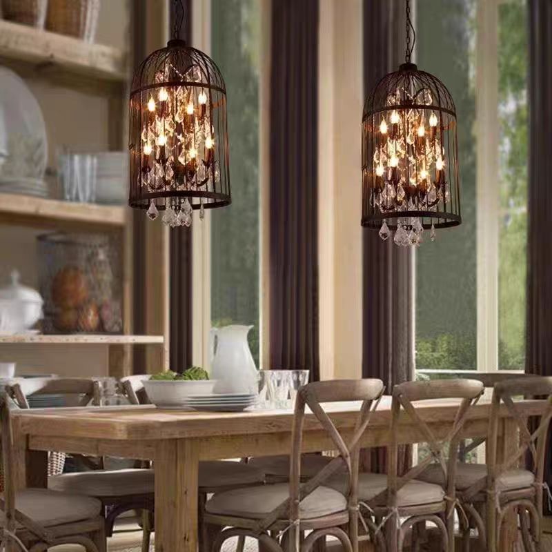 Cage Crystal Candle Chandelier