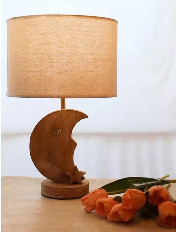 Fable Animal & Moon Wood Table Lamp