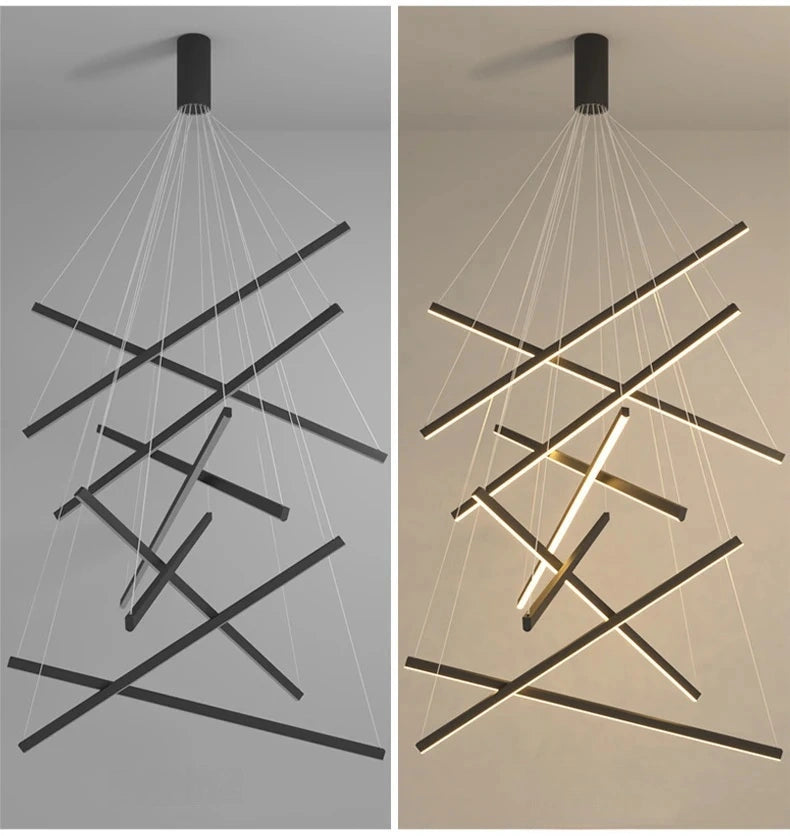 Hoell Geometry Layered Multi-Layers LED Chandelier, Black