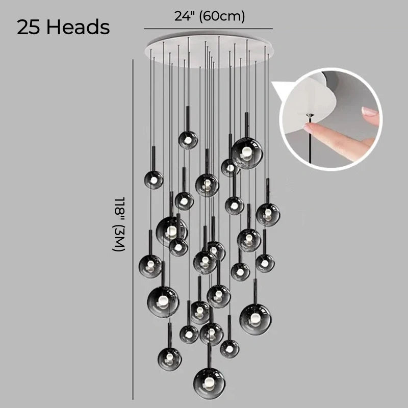Sylvara Smoky Gray Glass Cluster Chandelier