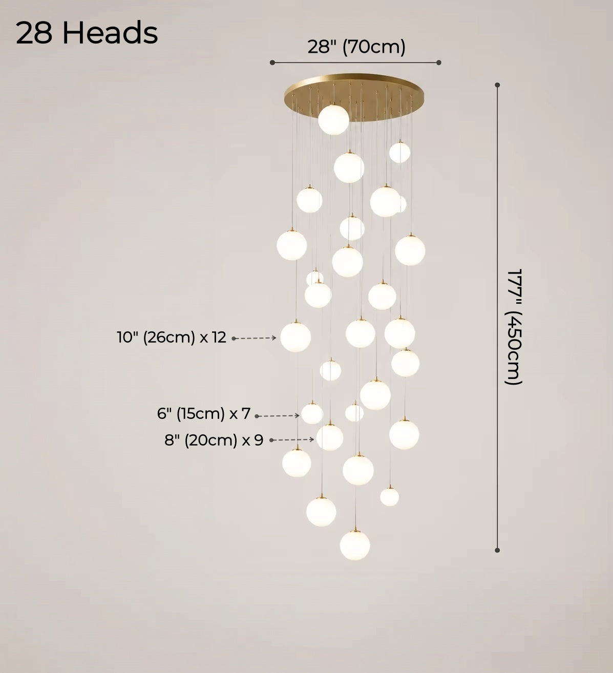 Nordic Minimalist Stone-Looking Hanging Lights for Staircase – Gold Finish