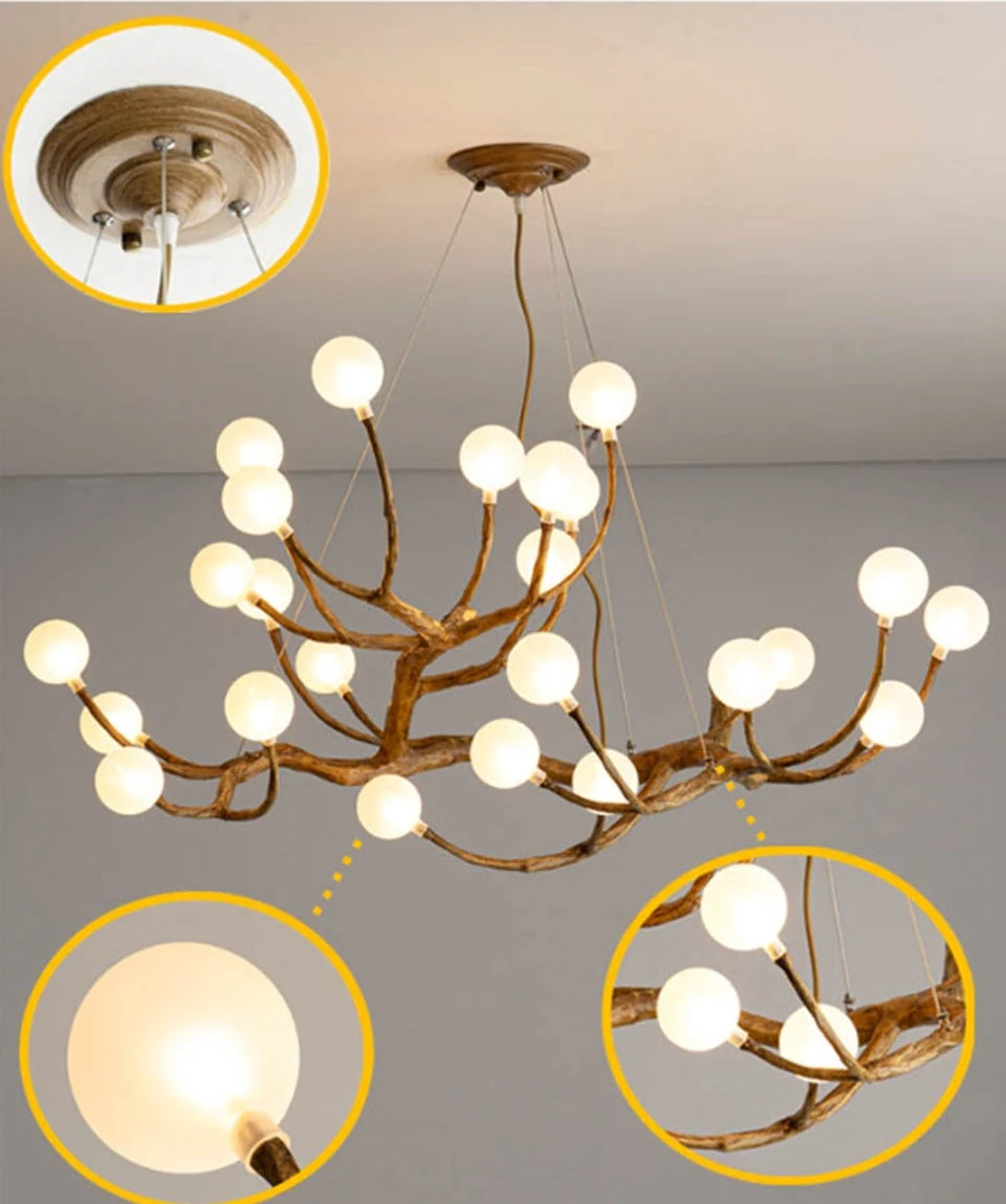 Elowen Rustic Tree Branch Chandelier, Dimmable