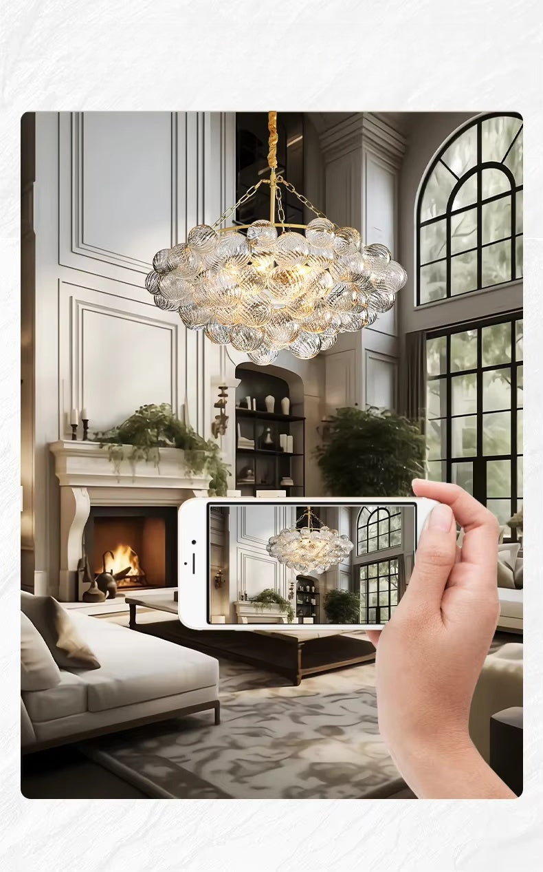 Colette Floating Bubbles 4-Tier Glass Chandelier
