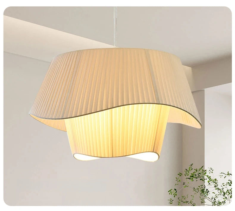 Double-Layer Pleated Fabric Pendant Light