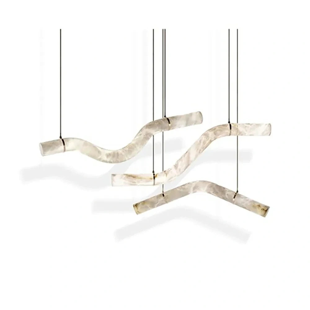 Irregular Alabaster Linear Tube Pendant Light, Minimalist