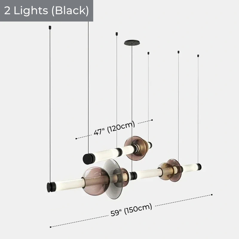 Italian Flute Linear Tube Glass Chandelier