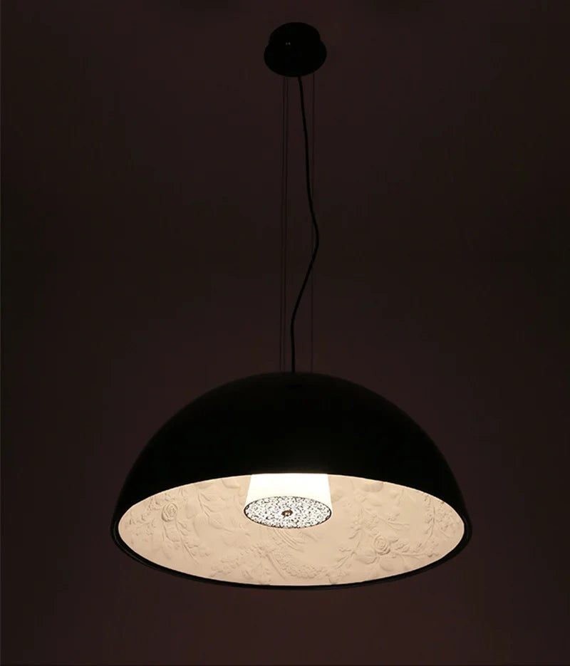 Resin Floral Relief Bloom Dome Pendant Light