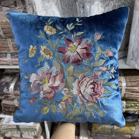 Velvet Embroidery Flower Pillow Case