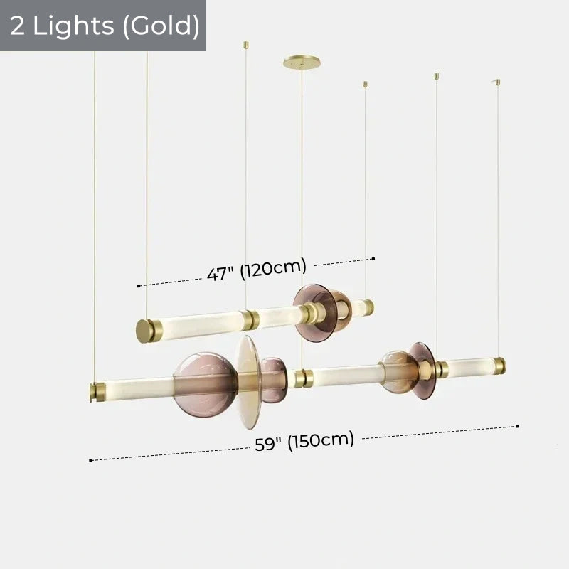 Italian Flute Linear Tube Glass Chandelier