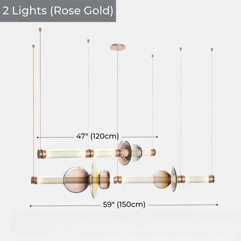 Italian Flute Linear Tube Glass Chandelier