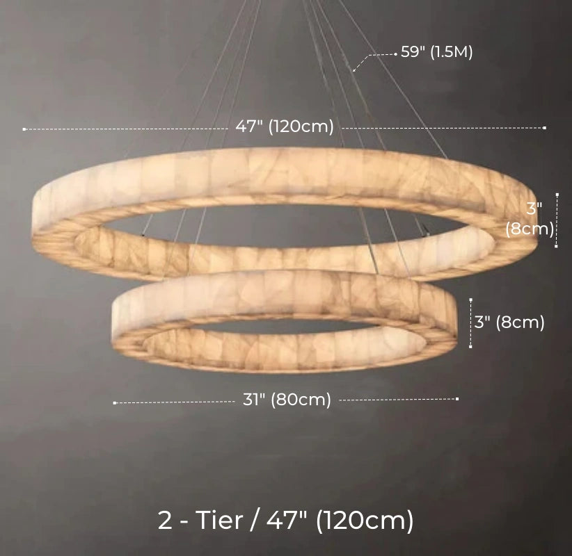 Minimalist Multi-Tier Ring Alabaster Chandelier