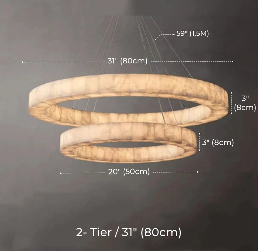 Minimalist Multi-Tier Ring Alabaster Chandelier