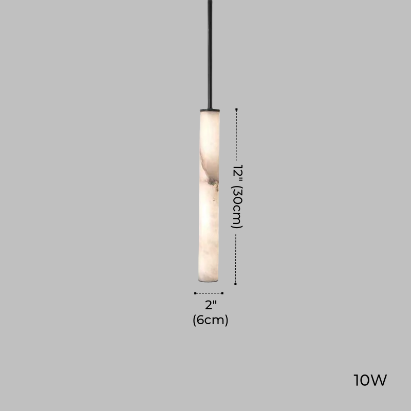Minimalist Bedside Alabaster Tube Pendant Light, Black or Brass