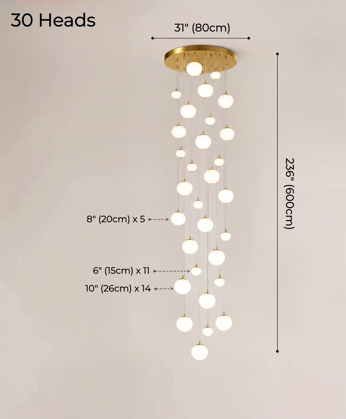 Nordic Minimalist Stone-Looking Hanging Lights for Staircase – Gold Finish