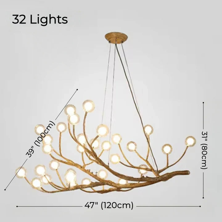 Rustic Tree Branch Chandelier, Dimmable