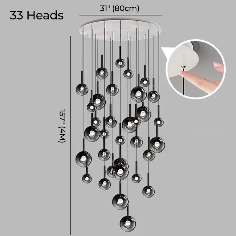Sylvara Smoky Gray Glass Cluster Chandelier