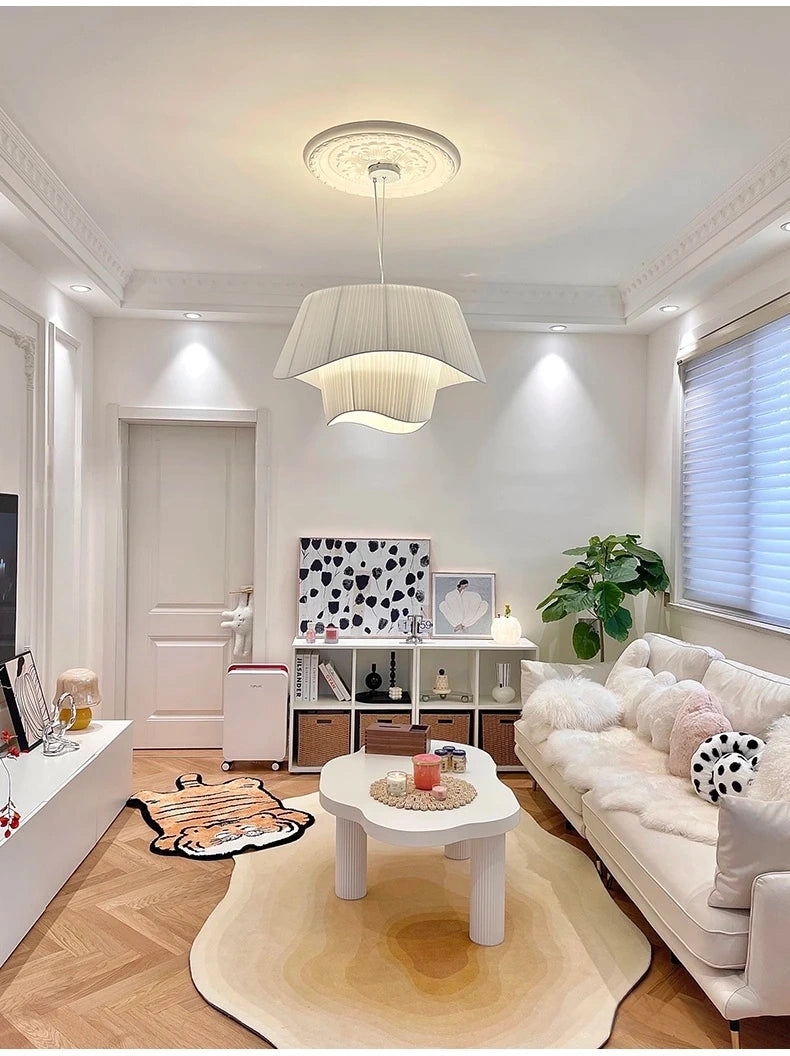 Double-Layer Pleated Fabric Pendant Light