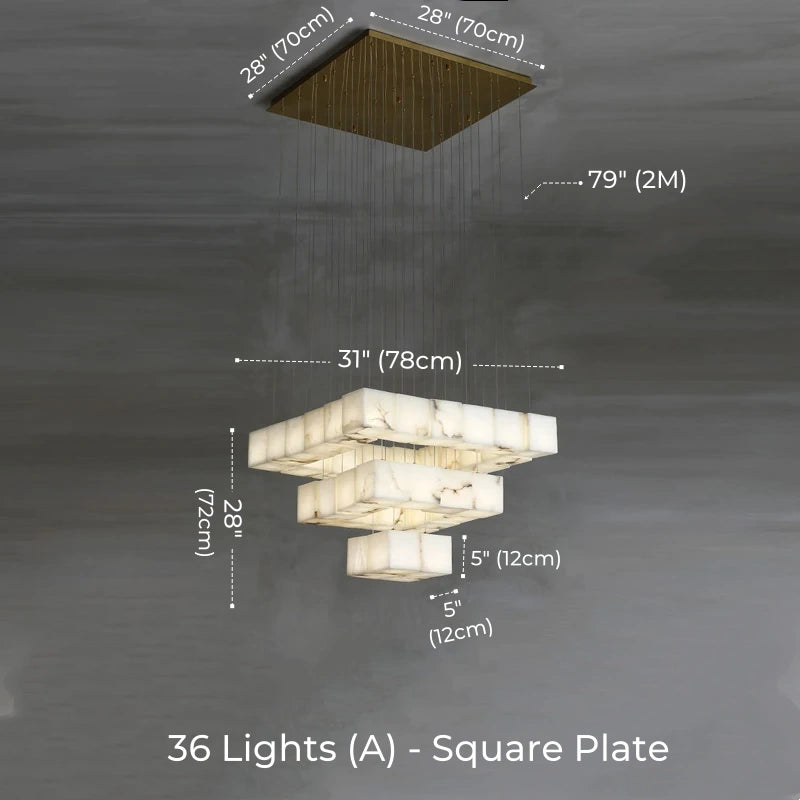 Dolomite Cluster Alabaster Cube Chandelier, Modular