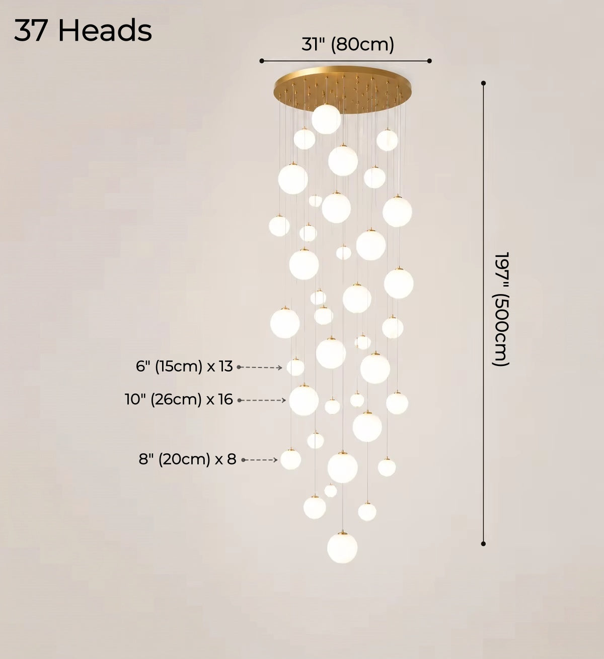 Nordic Minimalist Stone-Looking Hanging Lights for Staircase – Gold Finish