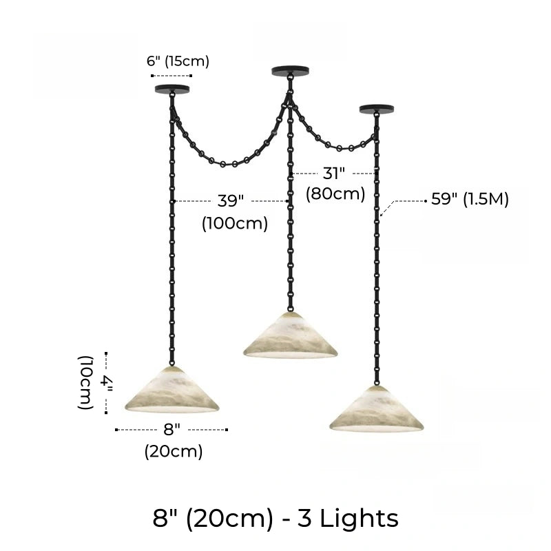 Etna Alabaster Pendant Light with Chain