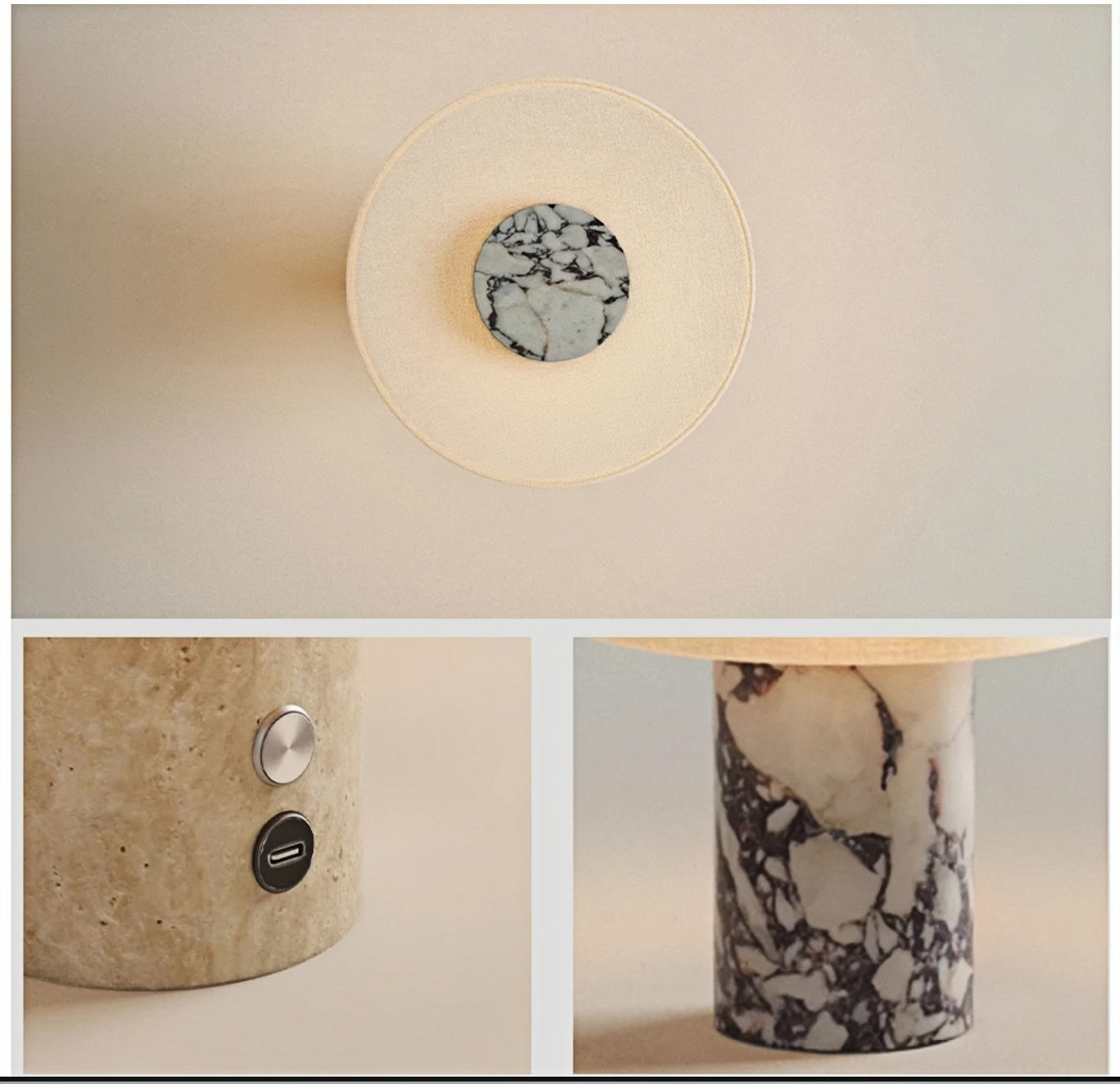 Bianca Portable Marble Table Lamp