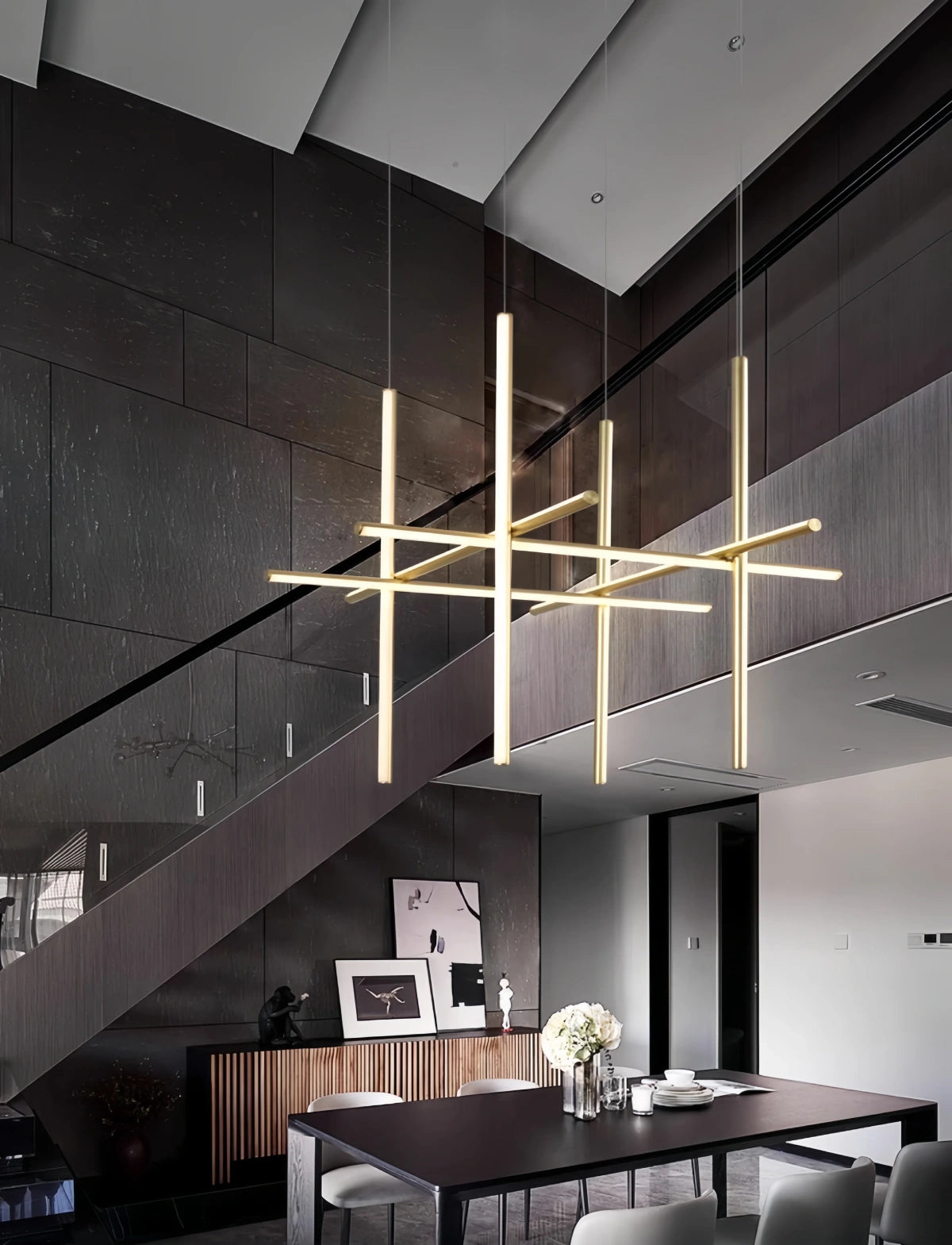 Minimalist Modular Aluminum Tube LED Chandelier