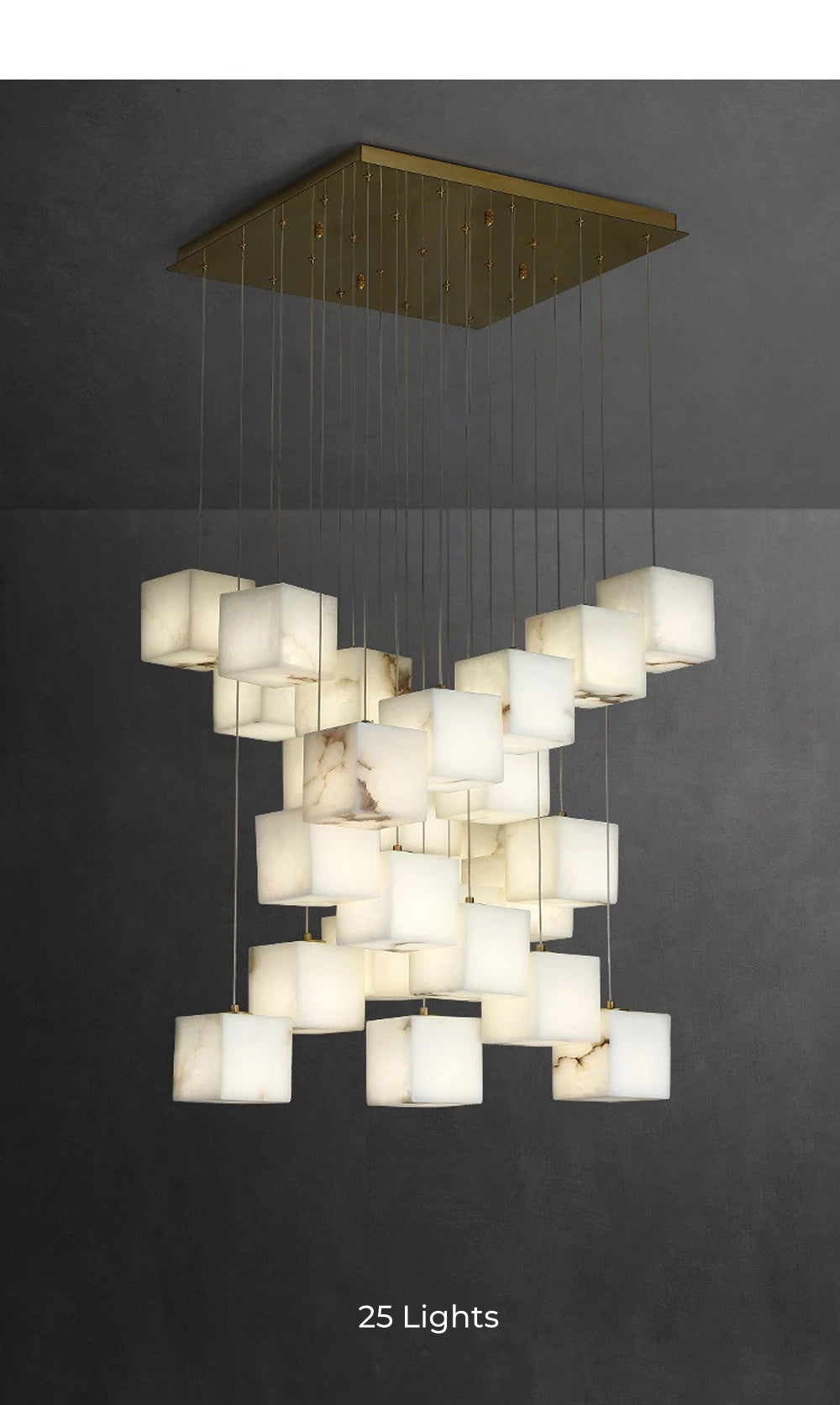 Dolomite Cluster Alabaster Cube Chandelier, Modular