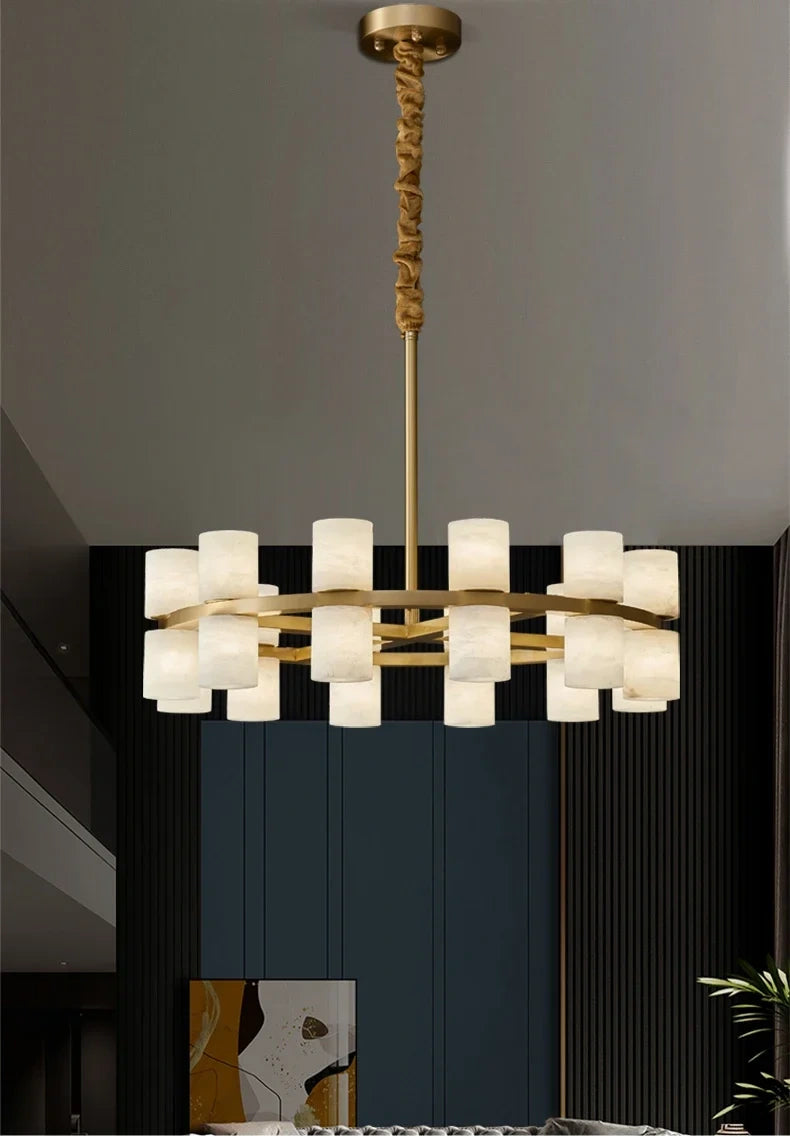 Grand Alabaster Cylinder LED Chandelier
