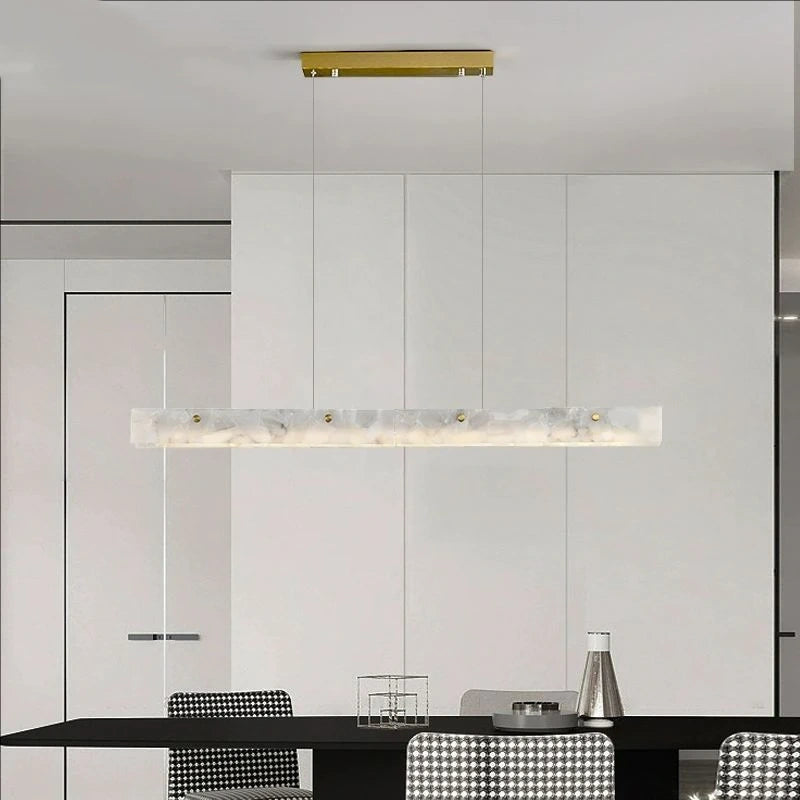 Luxury Alabaster Linear LED Pendant Light, Minimalist