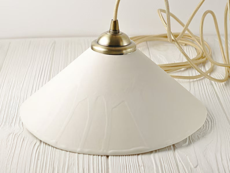 Rustic White Ceramic Pendant Light for Kitchen & Dining