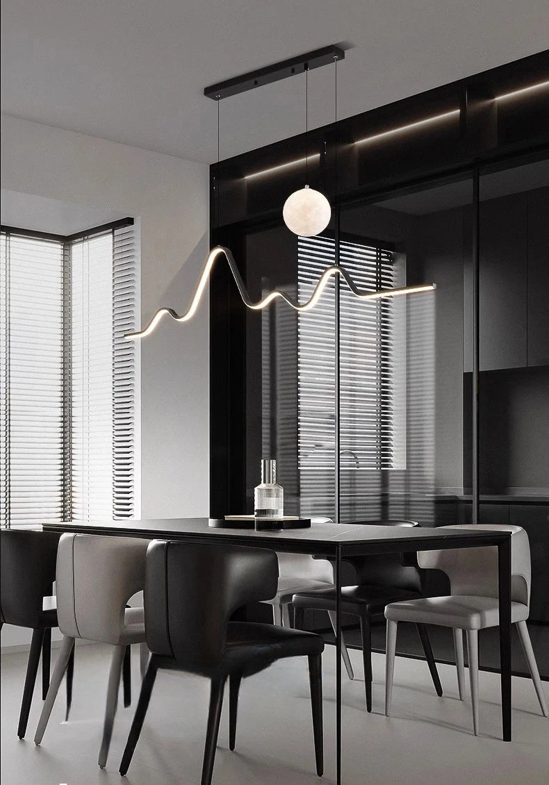 Forma Minimalist Arc LED Pendant Light with One Globe