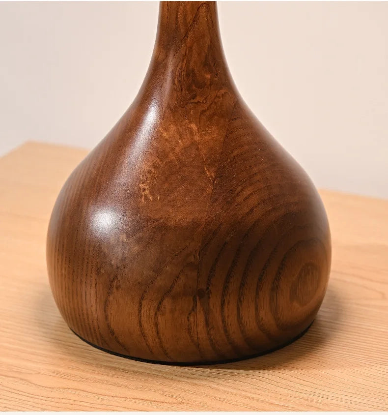 Japanese Zen Wood and Glass Table Lamp