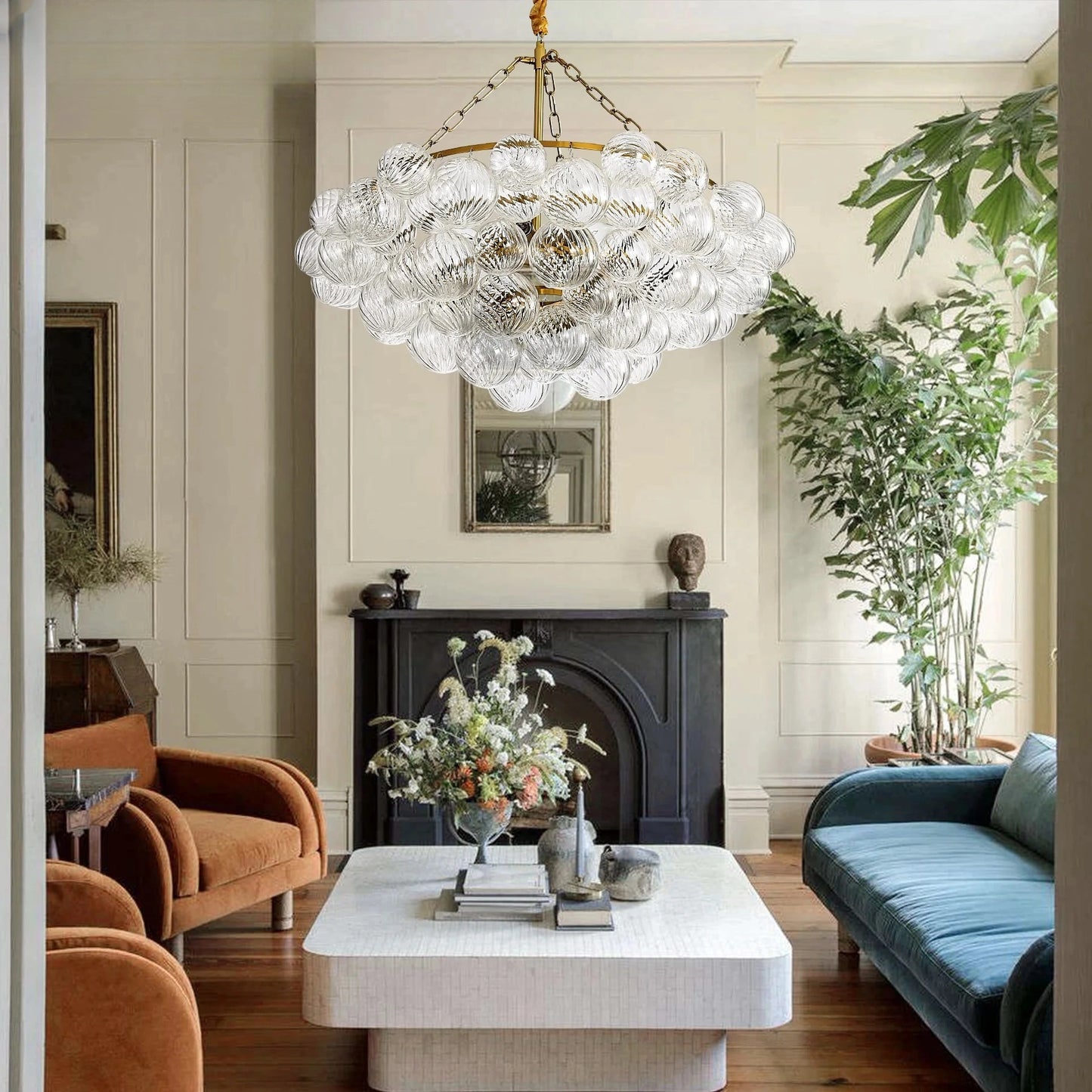 Colette Floating Bubbles 4-Tier Glass Chandelier