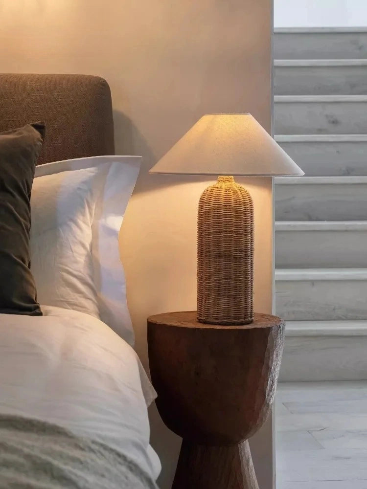 Japanese Rattan Zen Table Lamp – Handwoven Natural Lighting Decor ...