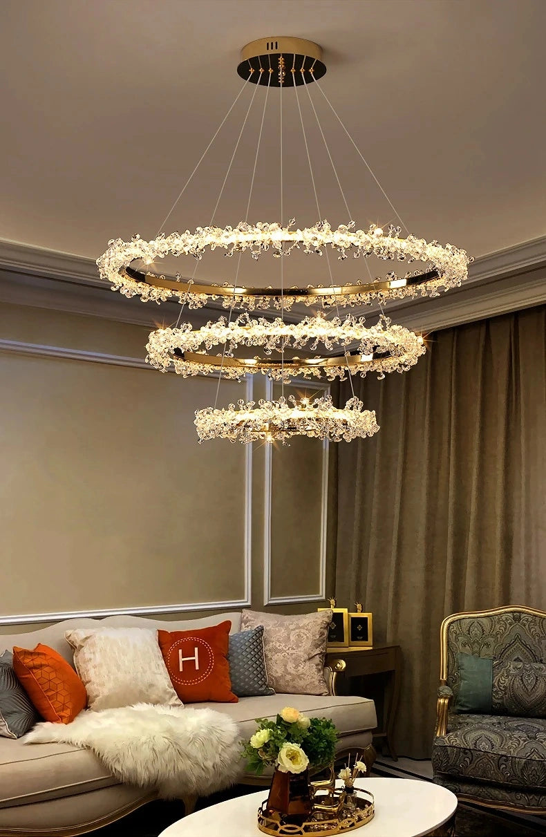 Starveil Crystal Pebbles Ring LED Chandelier