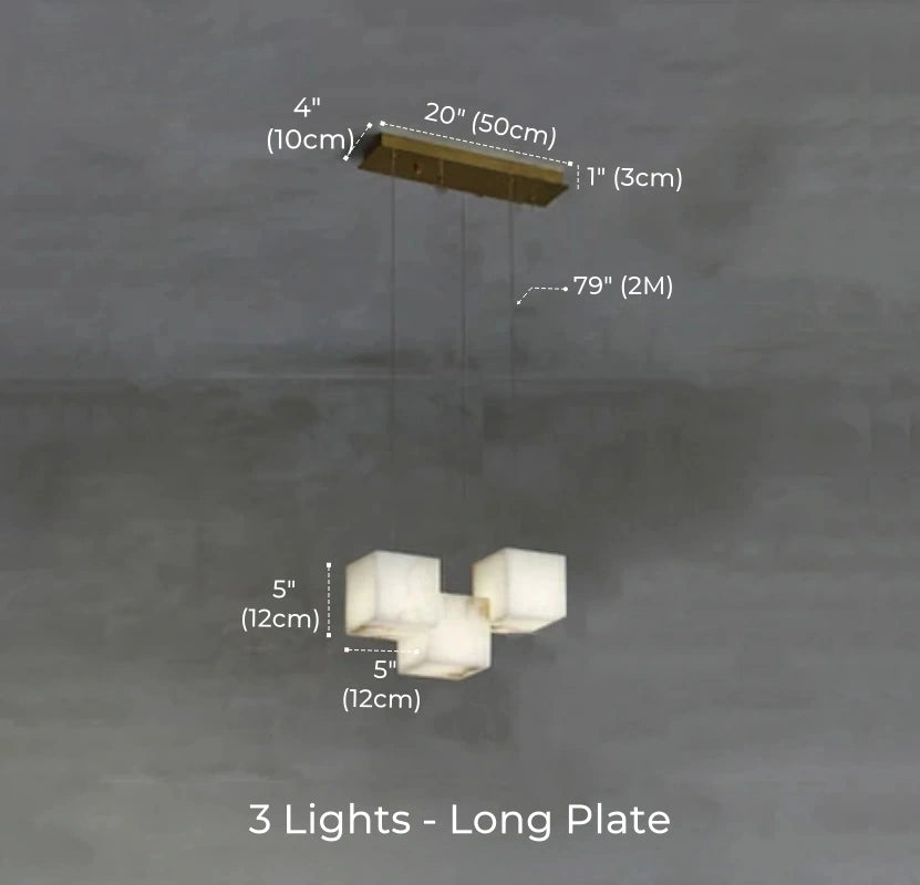Dolomite Cluster Alabaster Cube Chandelier, Modular