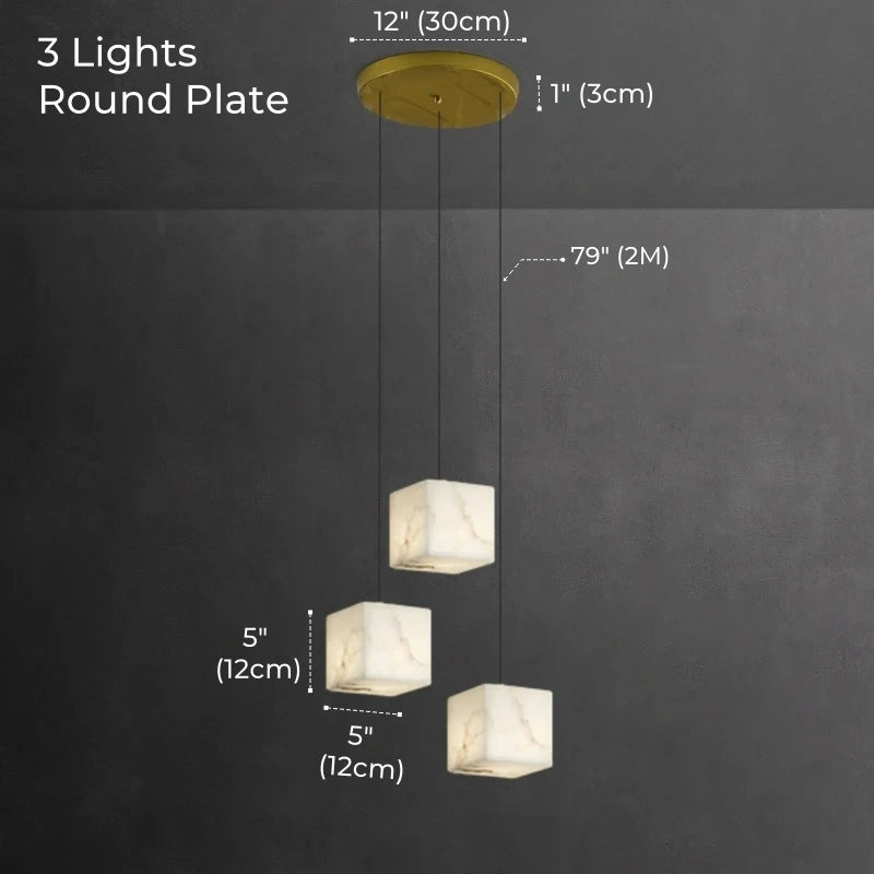 Dolomite Cluster Alabaster Cube Chandelier, Modular