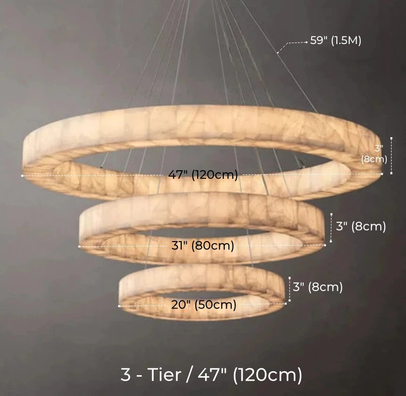 Minimalist Multi-Tier Ring Alabaster Chandelier