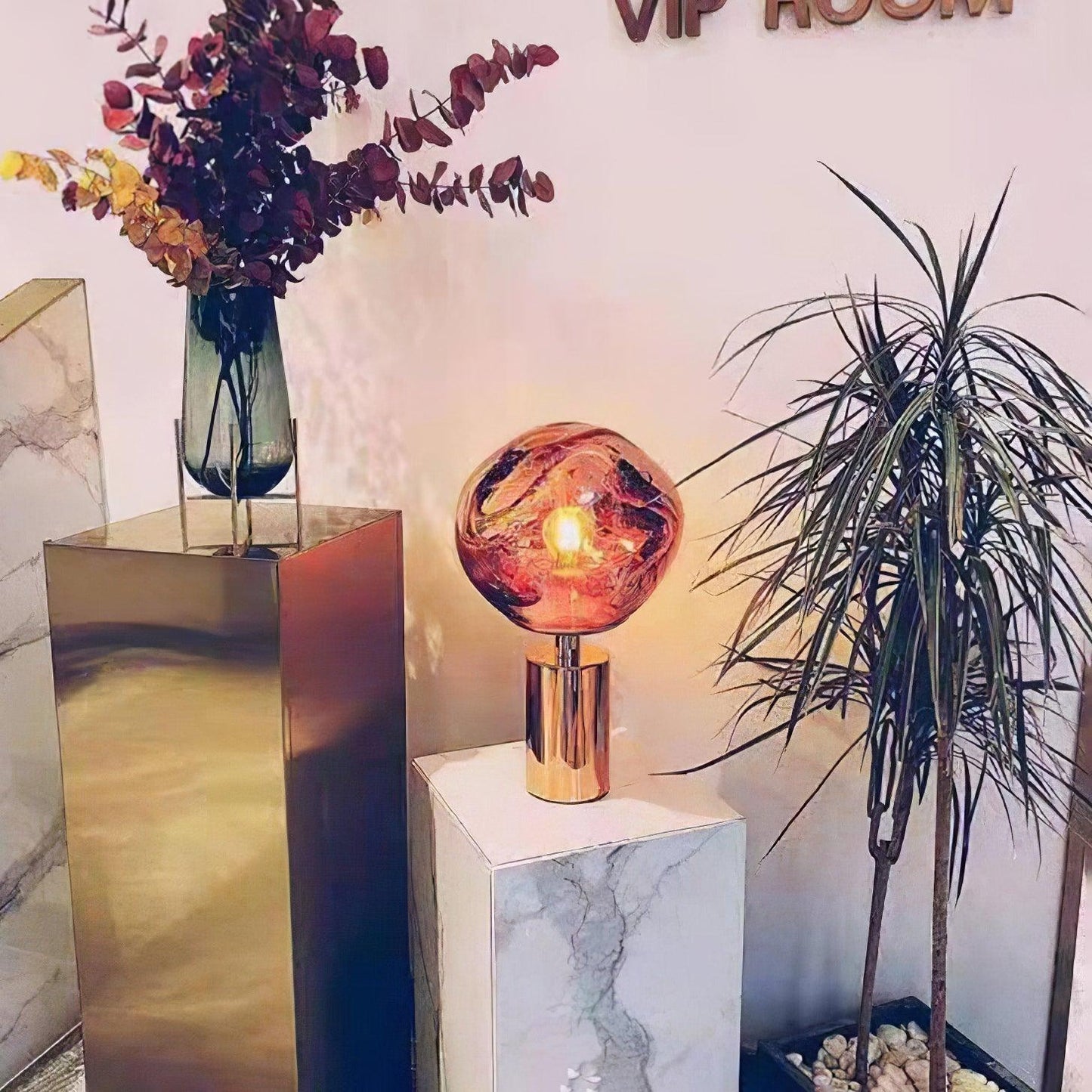 Tambora Lava Cylindrical Table Lamp with Plug