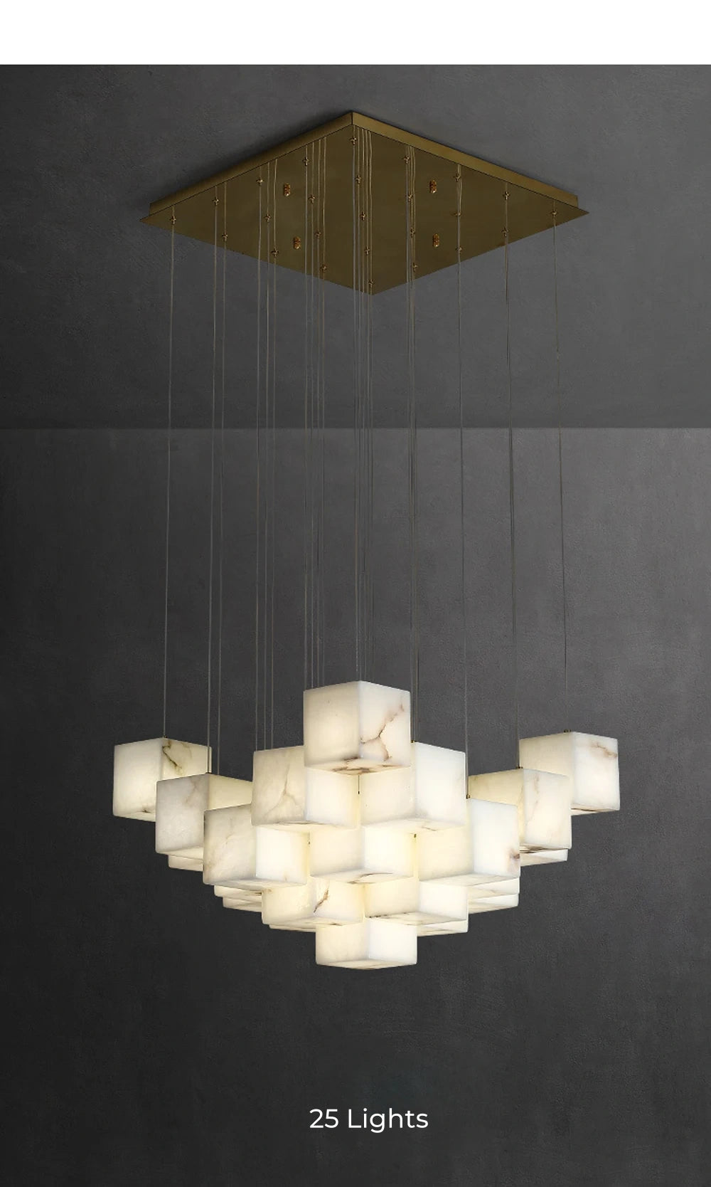 Dolomite Cluster Alabaster Cube Chandelier, Modular