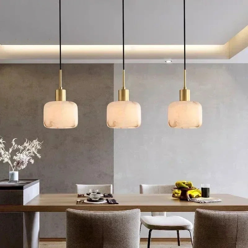 Modern Alabaster Pendant Light with Copper, Interior Lighting