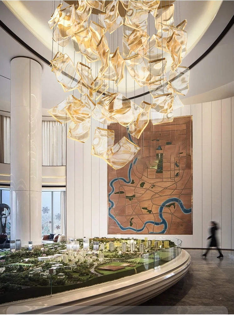 Large Clear Acrylic Flowing Wave Chandelier